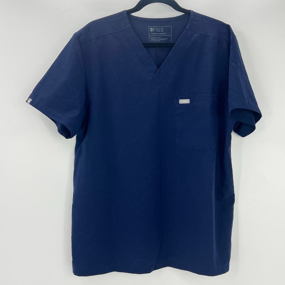 FIGS Mens Leon Technical Collection Scrub Top V-Neck Blue Size Large - Picture 2 of 8